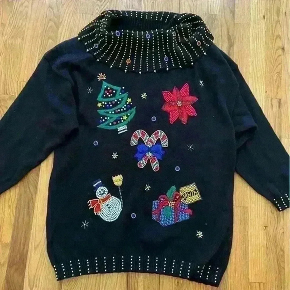 Victoria Harbour Woman Beaded Cowl Christmas Sweater Size 3X Slouchy Tunic - Picture 8 of 15